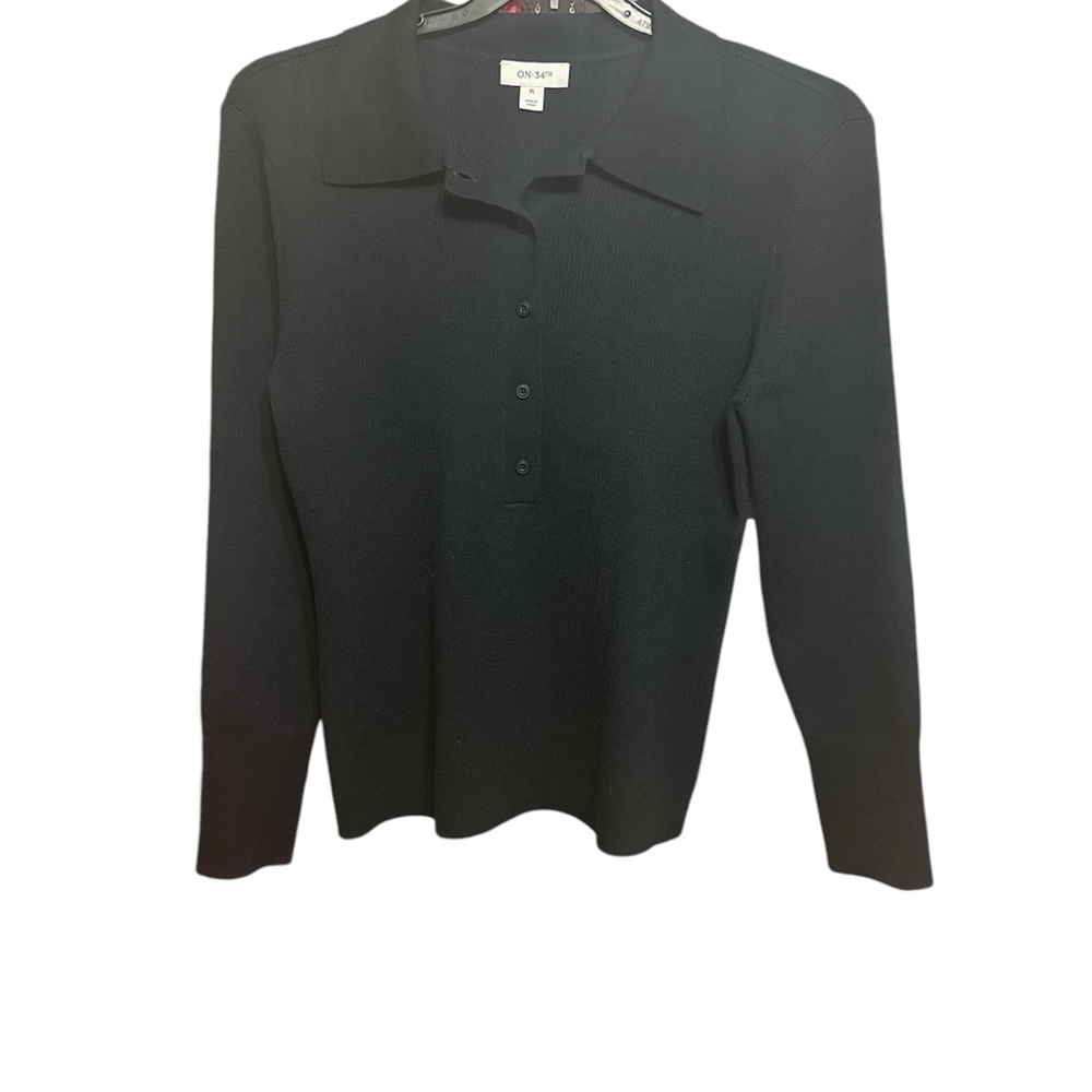 Black Fitted Button Down Shirt with Notched Collar